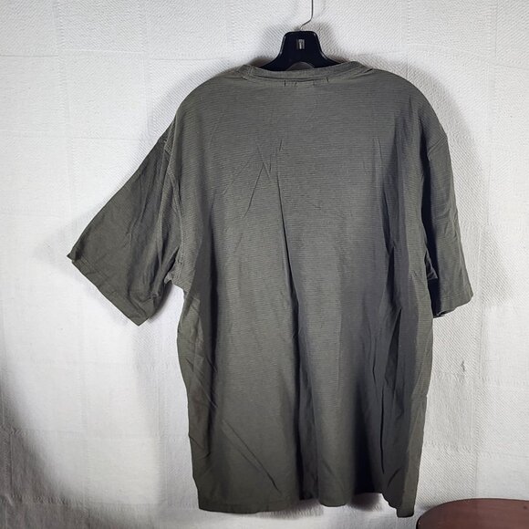 Perry Ellis Green Khaki Ribbed Cotton Rayon Short Sleeve Crew Neck Shirt Size XL - Picture 11 of 16